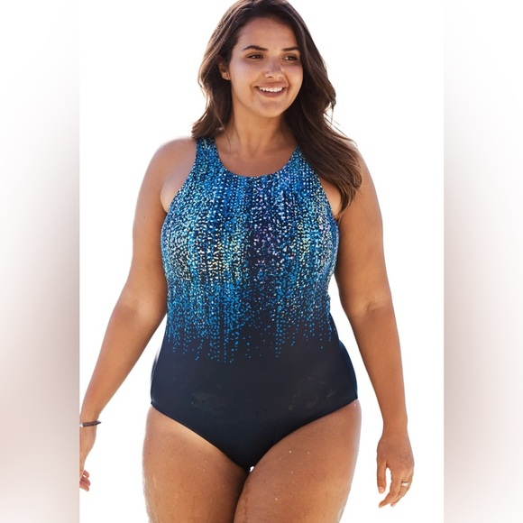 NWT Swimsuits For All Swim 365 High-Neck One Piece Women's Plus Size 22 - Picture 1 of 5
